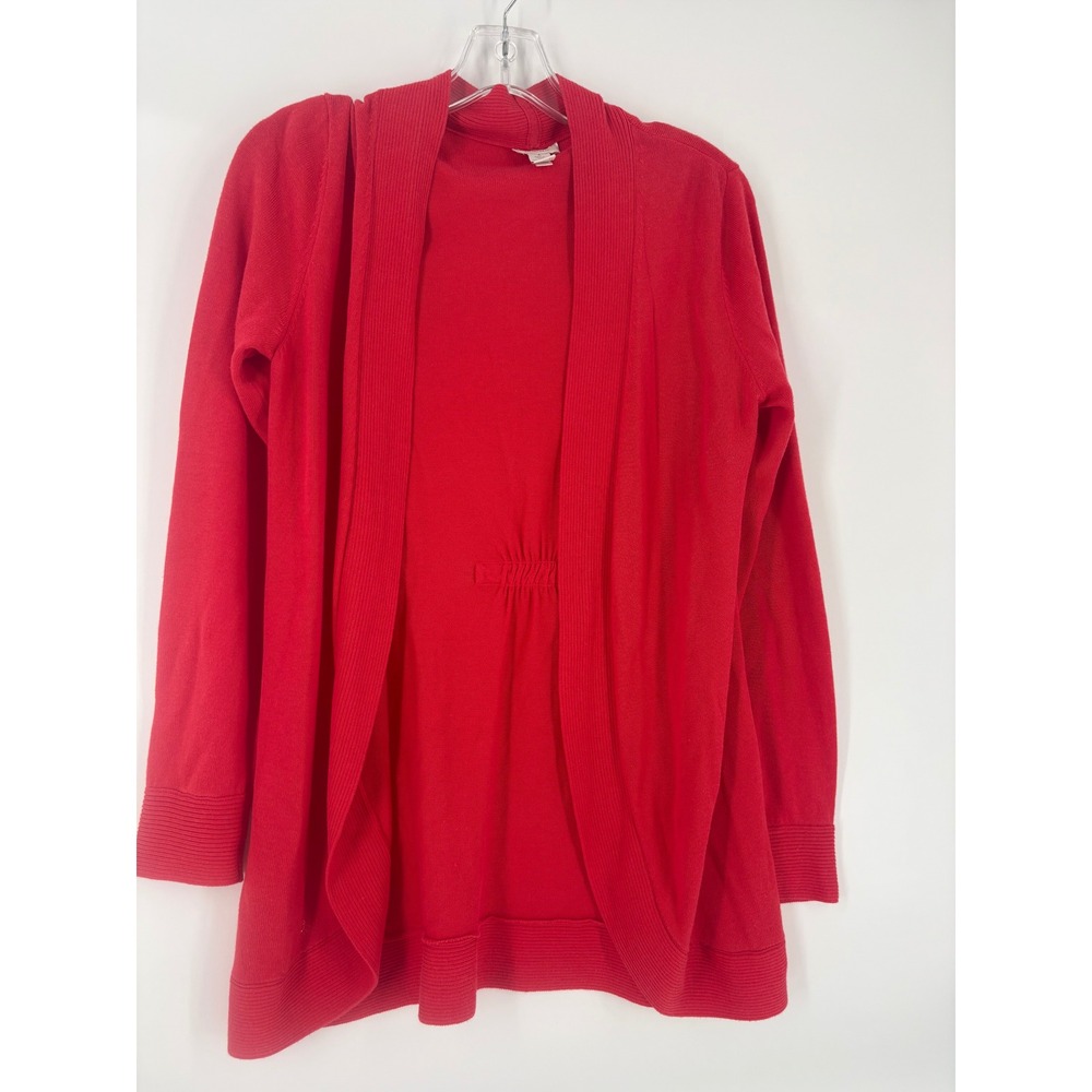 Chicos Red Open‎ Front Knit Cardigan Sweater Size 1